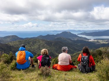 Private walking adventure in the Northern Coromandel: The 3-day White Star Trail at Whitestar Station, offering secluded native bush and ridge views